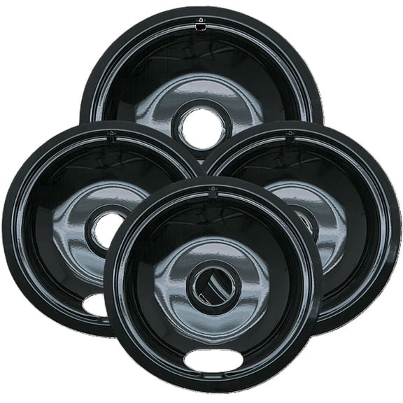 Range Kleen P10124XZ Style A Heavy Duty Black Porcelain Drip Bowls, 1 Large and 3 Small