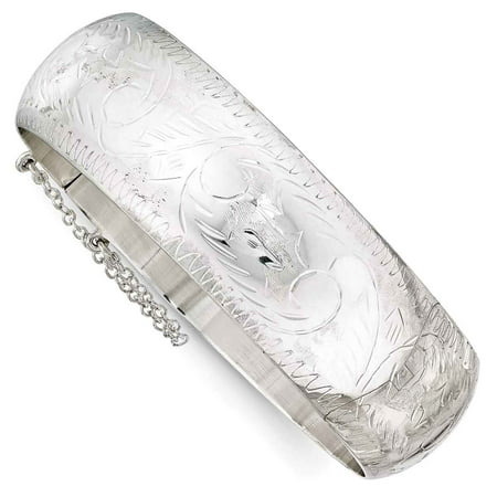 Sterling Silver Rhodium-plated 20mm Bangle Bracelet