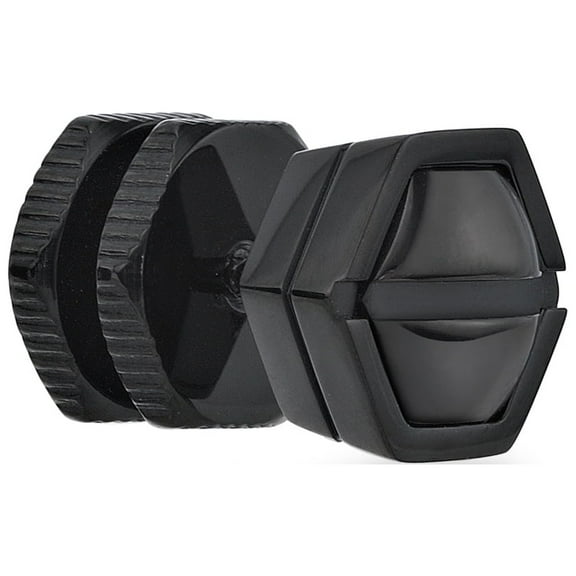 Stainless Steel Hexagon Stud Earring for Men with Black Ion Plating 9 mm Wide Hinged Hoop by Metro Jewelry