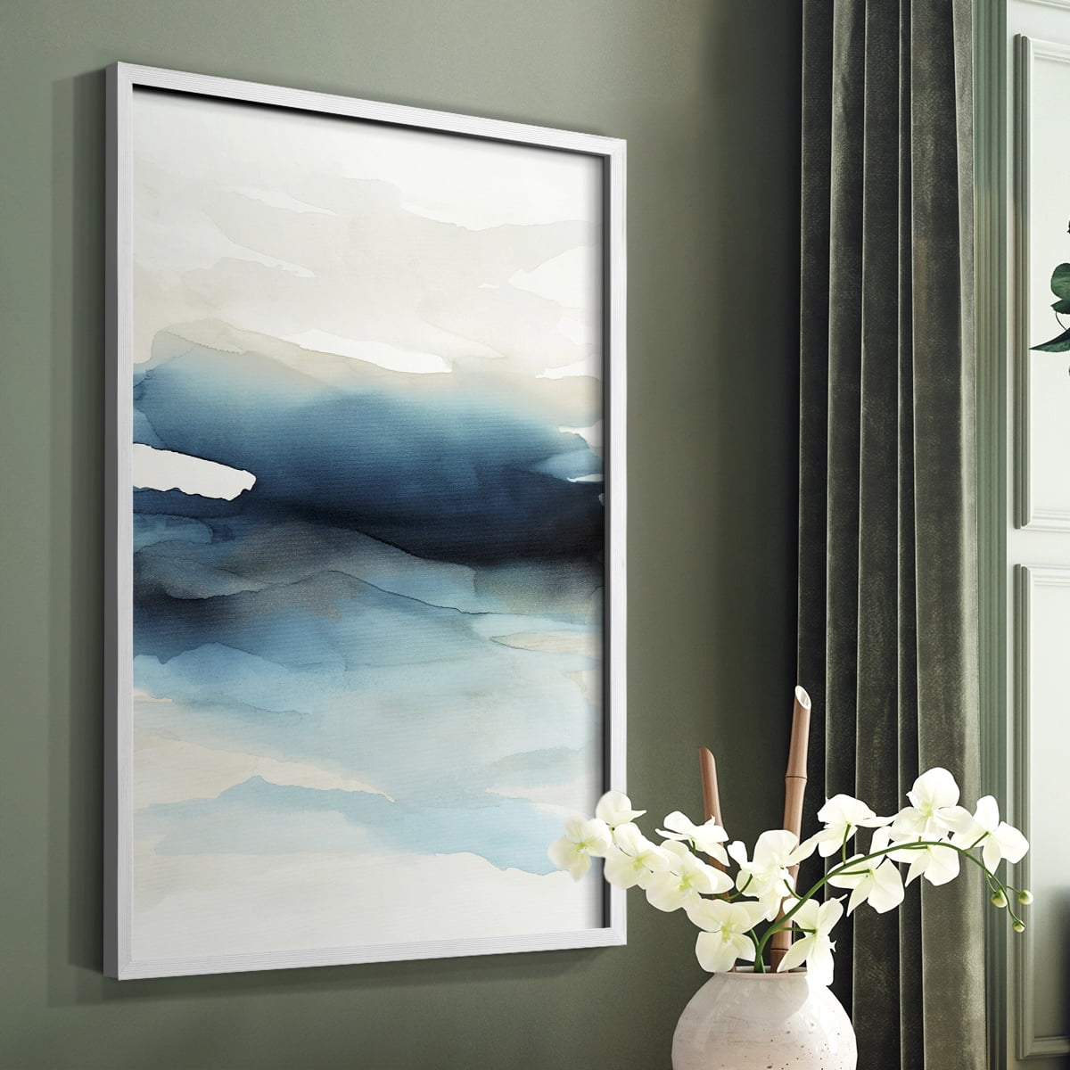 Waves II Framed Print in White Solid Wood 11 x 14 Framed Print