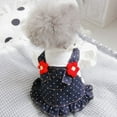 thumbnail image 4 of Small Dog Dresses, Pet Denim Skirts with Pocket, Pet Apparel Party Outfit for Cats Small Dog Polka Dot L, 4 of 6