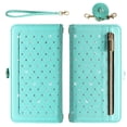 thumbnail image 2 of Asuwish Phone Case for iPhone 16 Plus 6.7 inch Zipper Wallet Detachable Cell Cover with Tempered Glass Screen Protector Crossbody Lanyard Strap Bling Glitter Flip Card Holder Slot i Phone16Plus Green, 2 of 8