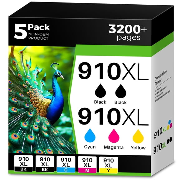 Q-image 910XL 8015 8025 910 Ink Cartridges Replacement for HP 910XL Ink Cartridges Combo Pack Work with OfficeJet 8015 8020 OfficeJet Pro 8
