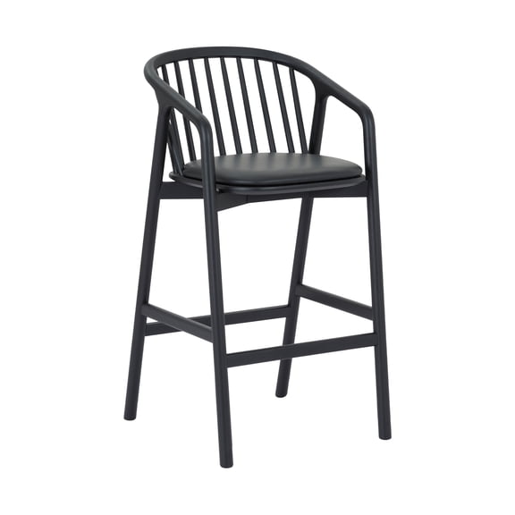 Jayden 30" Bar Height Swivel Gray Faux Leather and Walnut Wood Bar Stool