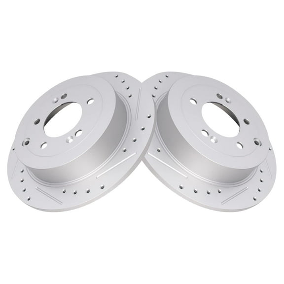 TRQ Rear Performance Brake Rotors Set Premium G-Coated Cross Drilled & Slotted Fits Select 2016-2021 Hyundai Tucson 2017-2021 Kia Sportage