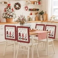 thumbnail image 2 of Christmas Gnome Chair Covers Set of 4 Xmas Dwarfs Snowflakes Beige Red Plaid Chair Back Covers Stretch Removable Washable Slipcovers Protector for Dining Room Kitchen Party Decor, 2 of 5