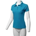 thumbnail image 5 of A2Y Women's Basic Casual Essentials 4-Button Junior-Fit PK Cotton Pique Polo Shirt Turquoise S, 5 of 6