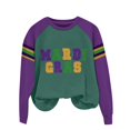 thumbnail image 4 of Ploknplq Pullover Sweaters for Women,Mardi Gras Party Decor,Green Sweater Women Purple Gold Green Women's Print Hoodless Sweatshirt,Mardi Gras Shirt,Mardi Gras Party Favors Z Green XL, 4 of 4