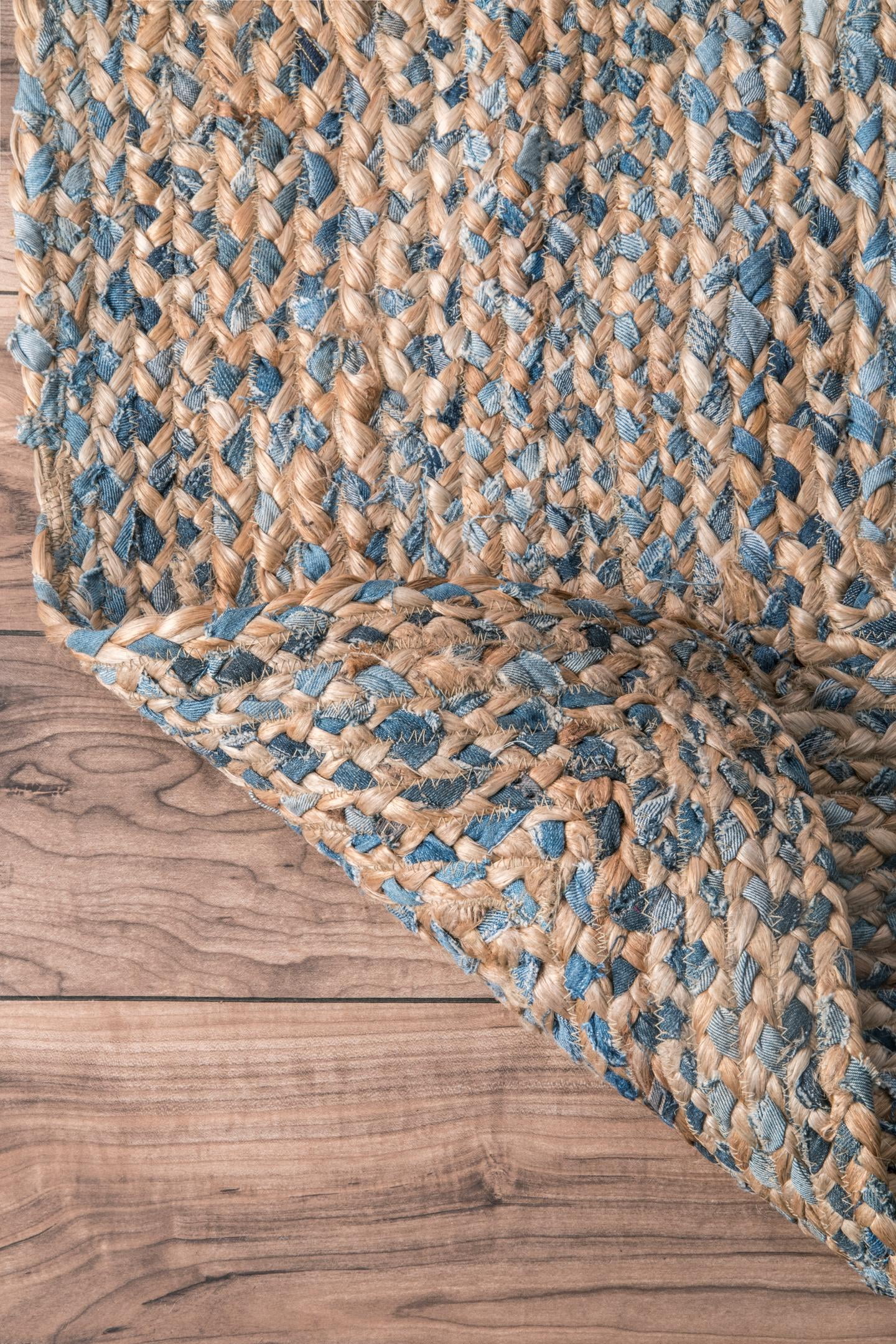 nuLOOM Eliz Hand Braided Jute Accent Rug, 2' x 3', Blue