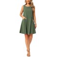 thumbnail image 2 of INSPIRE CHIC Women's Linen Dresses Summer Sleeveless Sundress Casual Loose Flowy Mini Tank Beach Dress with Pockets L Army Green, 2 of 6