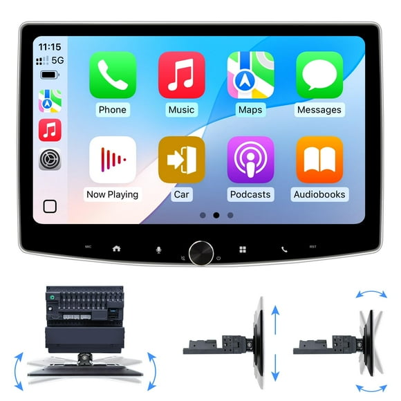 10 Inch Single Din Car Radio Stereo with Wireles CarPlay Android Auto Adjustable Floating Touch Screen Car Play Audio Receivers Headunit,Backup Camera, FM/AM/SWC