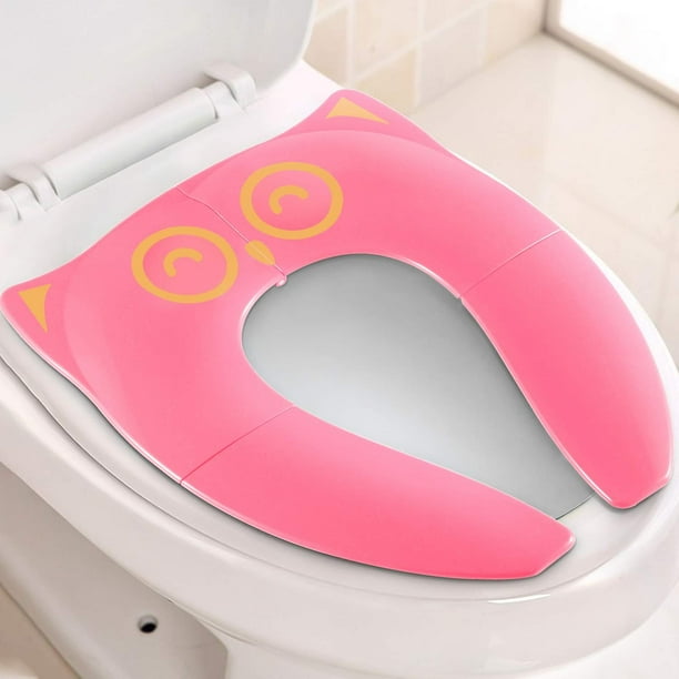 Asiento De Inodoro Para Adultos Asiento De Inodoro Anticaída Antideslizante Rosa Plegable Portátil Asiento De Entrenamiento Para La Mayoría De Los Inodoros, 6 Almohadillas De Silicona Antidesliza