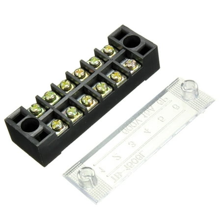 Barrier Terminal - ELEGIANT 600V/15A 6P Dual Row Barrier Terminal 6-Position Panel Bar Wire Block Connect Screw Strip w/ Cover TB-1506