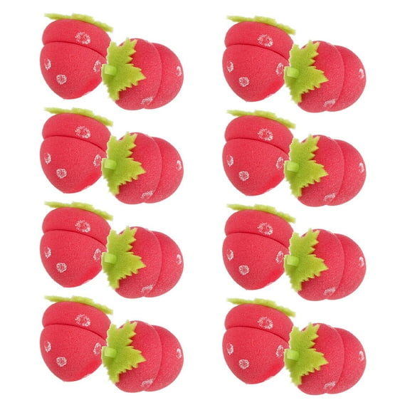 TABLZONE 18Pcs Red Sponge Hair Curlers Strawberry Shape Soft Rollers for Travel and Sleep