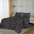 thumbnail image 4 of Ruvanti Flannel Sheets Queen Size - 100% Cotton Brushed Bed Sheet Sets - Deep Pockets 16 inches (Fits up to 18") - All Seasons Breathable & Super Soft - Warm & Cozy - 4Pcs - Peach & Black Plaid, 4 of 9