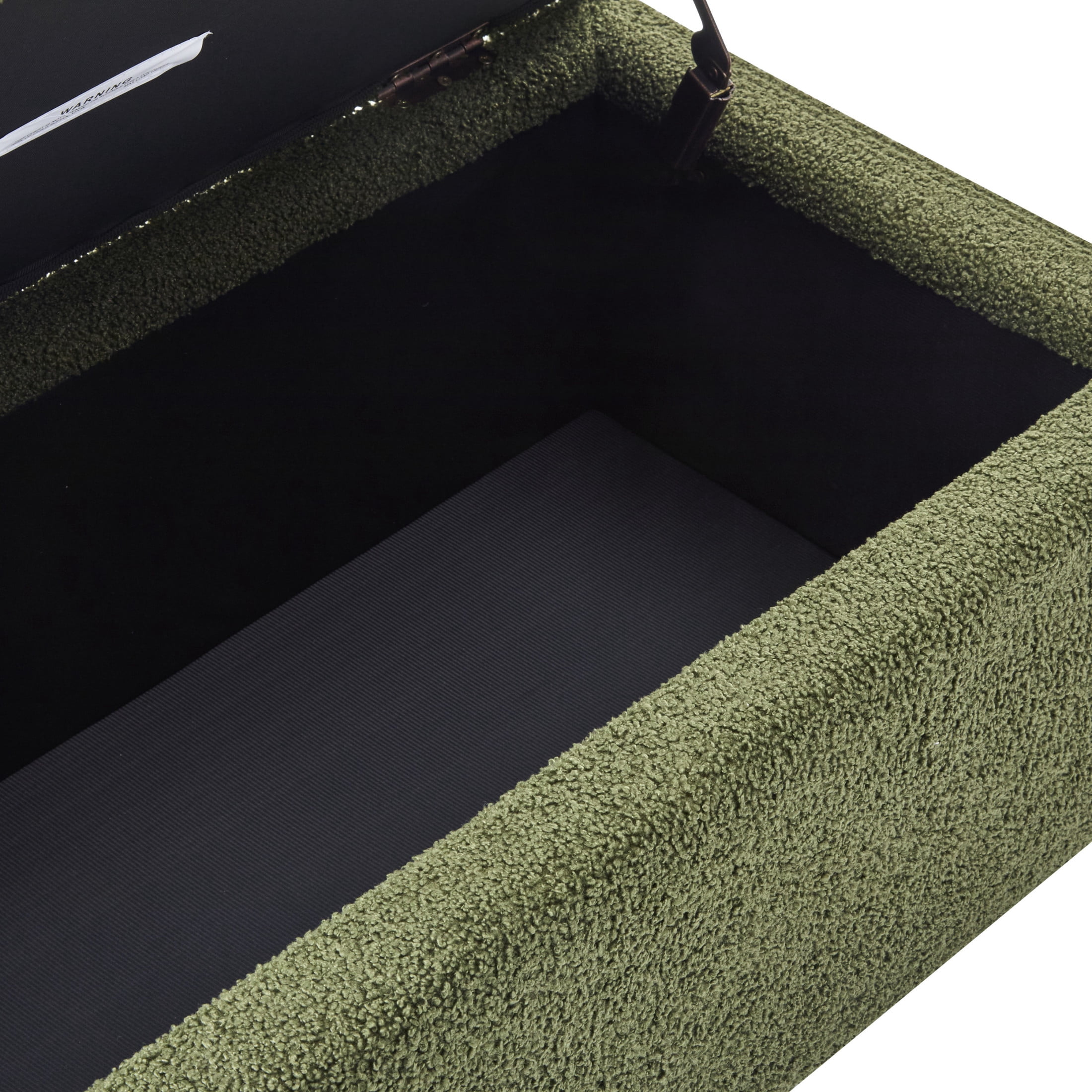 Christopher Knight Home 39" Green Boucle Storage Ottoman with Hinged Lid and Birch Wood Legs