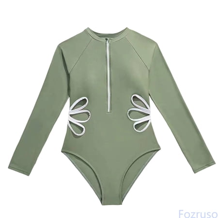 Fozruso Solid Color Bikini Swimsuit For Teen Girls And Juniors Monokini Bathing With Adjustable Straps Swimwear Sets Sizes 14-15 Years