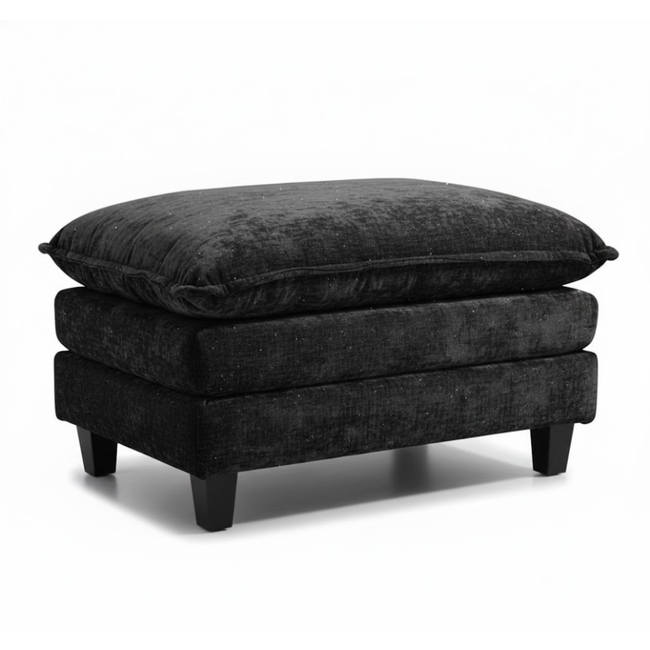 Vinform Ottoman Footstool with Thick Cushion for Sofa & Accent Chair, Black