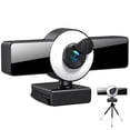 thumbnail image 1 of Cámara web 4K con micrófono, cámara web Full HD con transmisión en vivo, luz de anillo, trípode, cámara USB para PC, grabación de videochat., 1 of 5