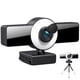 thumbnail image 1 of Cámara web 4K con micrófono, cámara web Full HD con transmisión en vivo, luz de anillo, trípode, cámara USB para PC, grabación de videochat., 1 of 5