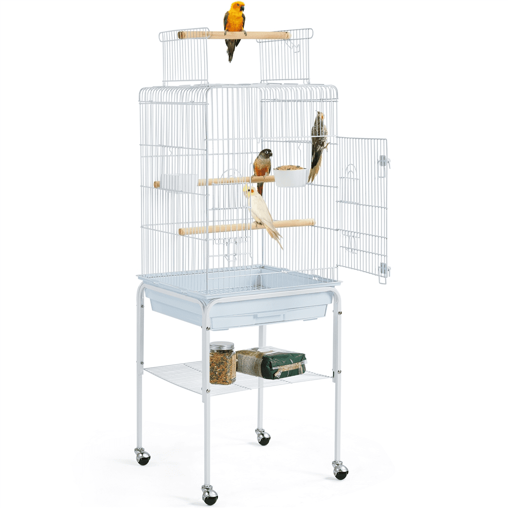 Yaheetech 53.5-inch Open Top Metal Birdcage with Detachable Stand, White