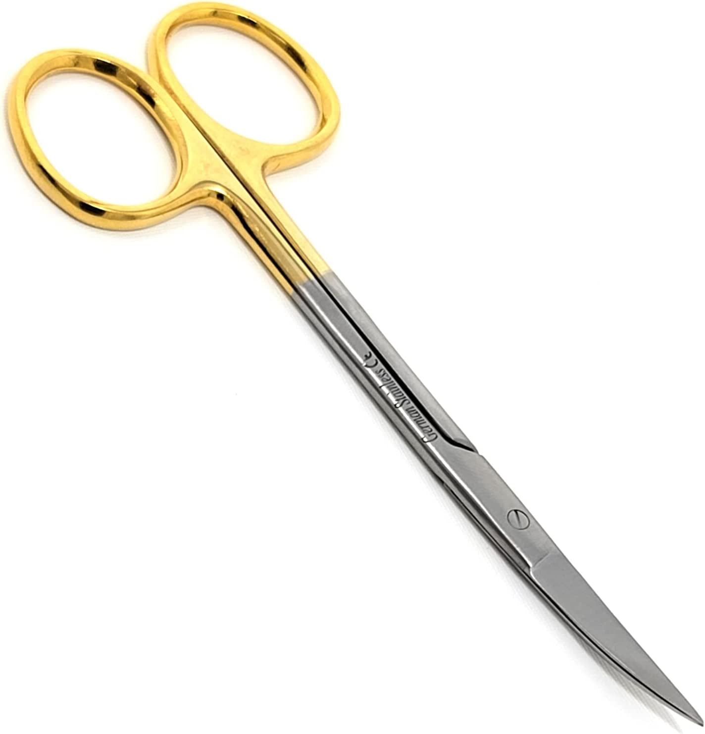 Gold Handle Dissecting Iris Sharp Fine Point Scissors 4.5", Curved