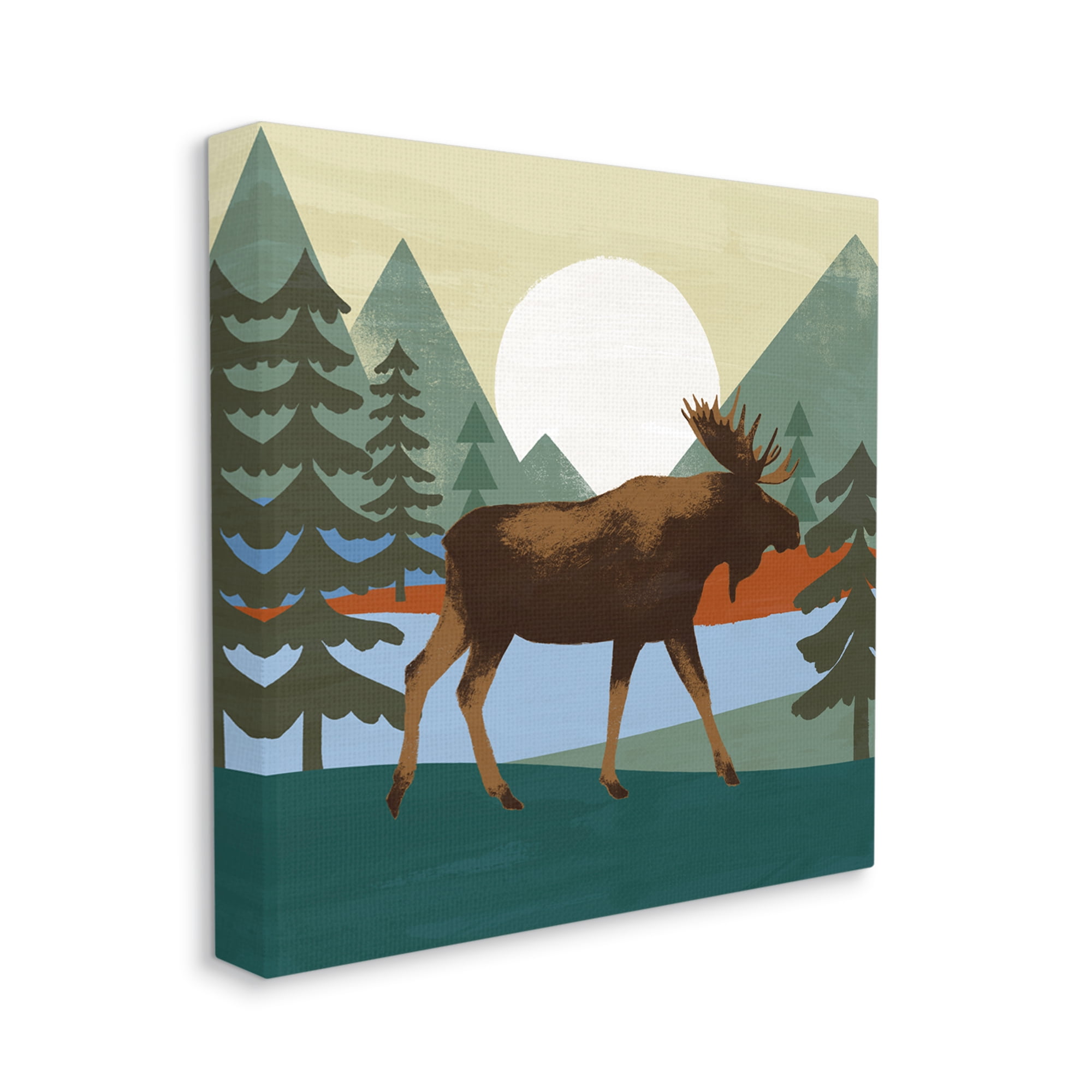 Stupell Industries Lakeside Woodlands Moose Walking Setting Sun, 30 x 30, Design by Victoria Barnes