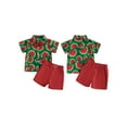 thumbnail image 2 of Qmyliery Toddler Baby Boy Summer Outfits Watermelon Pattern Button Down Turn Down Collar Short Sleeve Shirt with Shorts 2 Pcs Set 6 12 18 24 Months 3 4 Years, 2 of 9