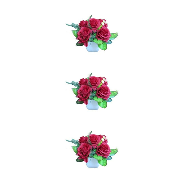 Baohd 1/2/3/5 Realistic Artificial Plant For Party Decor - Low Maintenance Wide Application Exquisite Crafted Potted Plant Flower Red 3PCS