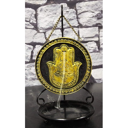 Ebros Hand of God Hamsa Palm Medallion Disk Backflow Incense Cone Holder Burner