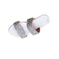 thumbnail image 1 of Beach Flat Sandals for Women, Solid Color Slip-On Style with Sequined Rhinestone Strap, Soft Footbed, Open-Toe Design, Lightweight Sole, Breathable Summer Footwear, 1 of 9