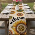 thumbnail image 4 of Welcome Table Runner 70 Inches, Summer Sunflowers Bohemia Floral Rustic Beige Bed Runner Dresser Scarves Tabletop for Indoor Outdoor Parties/Ceremony/Banquet, 13" x 70", 4 of 9