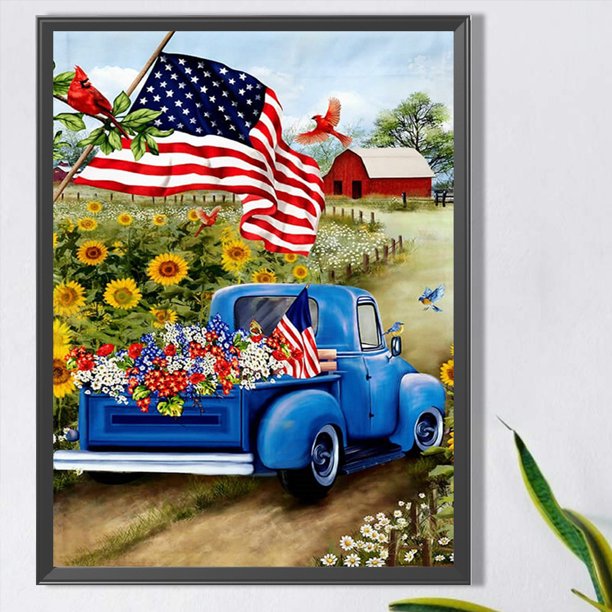 Cuadros Decorativos Pintura de diamante 5D DIY Taladro redondo completo Flor Coche Decoración del hogar (V4741) DQrwqpou embutido en tela