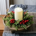 thumbnail image 5 of Christmas Candle Ring Garland with Red Berries & Eucalyptus | Winter Holiday Table Centerpiece | Hanging Decor for Kitchen Cabinet & Mantel | 1 Piece, 5 of 9