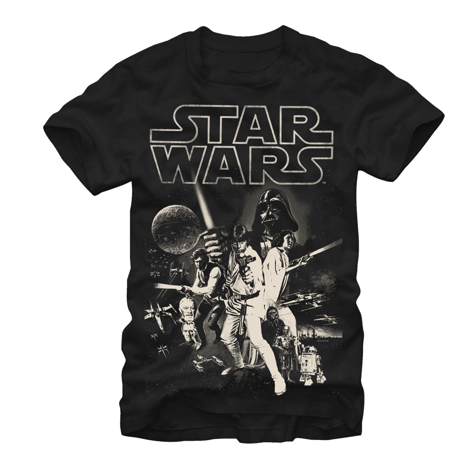 Black Large Star Wars Men's T-Shirt 