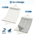 thumbnail image 4 of 2-Person Hammock with Stand – Cotton Rope Hammock with Polyester Pad, Adjustable Steel Frame, 2-in-1 Design for Patio, Backyard, Garden & Beach – Light Gray Stripes, 4 of 8