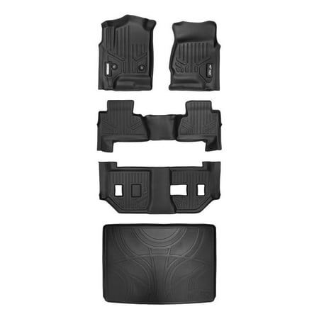 Chevrolet Express Cargo - Maxliner 2015-2019 Chevrolet Suburban GMC Yukon XL with 2nd Row Bench Seat Smartliner Floor Mats 3 Rows and Cargo Liner Behind 3rd Row Set Black A0136/B0221/C0166/E0159