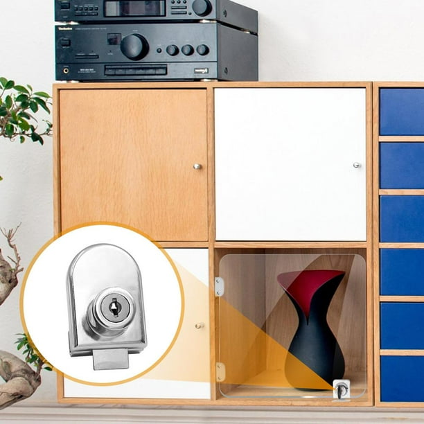 Cerraduras de vidrio para vitrina de exhibición Cerradura de gabinete de vidrio plateado sin orificio seguro de aleación de zinc Hugtrwg Para estrenar