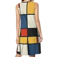 thumbnail image 2 of Mondrian Inspired（19） Spring Summer Dresses for Women Fashion T-shirt Dress Casual Sleeveless Loose Sundress with Pockets, 2 of 5