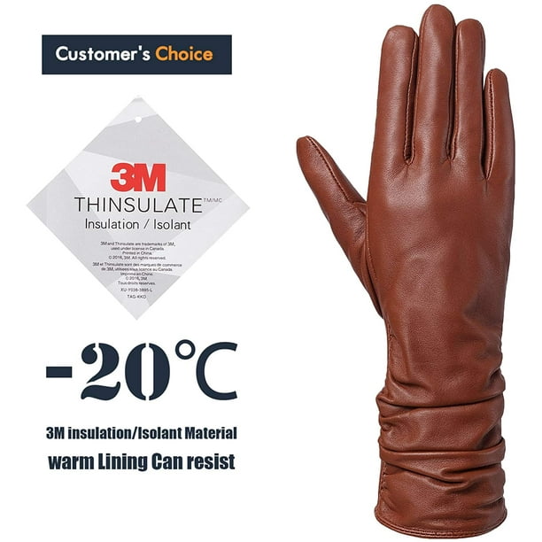 Gants en cuir véritable pour femme, en peau d'agneau importée