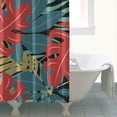 thumbnail image 5 of Botanical Tropical Leaf Shower Curtain, Waterproof and Machine Washable Fabric, Boho Bathroom Decor with Hooks, Inspired by Hawaiian Jungle Leaves, 5 of 5
