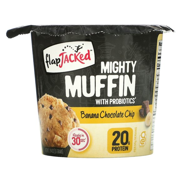 FlapJacked, Mighty Muffin with Probiotics, Banana Chocolate Chip, 1.94 oz (55 g)