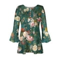 thumbnail image 5 of ALLLIST Green Spring Tops for Women 2024 Trendy 3/4 Sleeve Button Floral Notch Neck T-Shirts Spring Blouses, 5 of 5