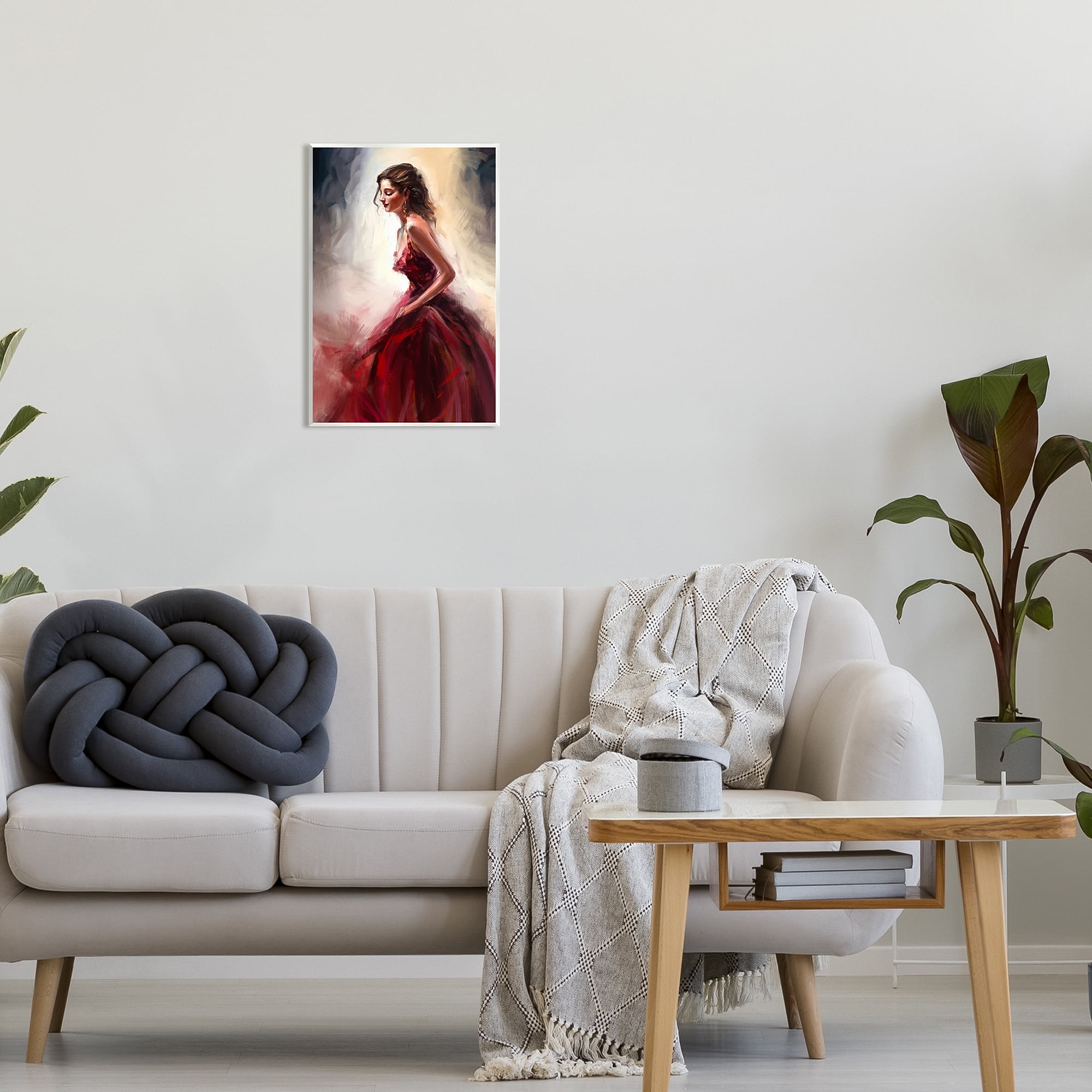 Stupell Industries Elegant Woman Red Dress Beauty & Fashion Painting Unframed Art Print Wall Art