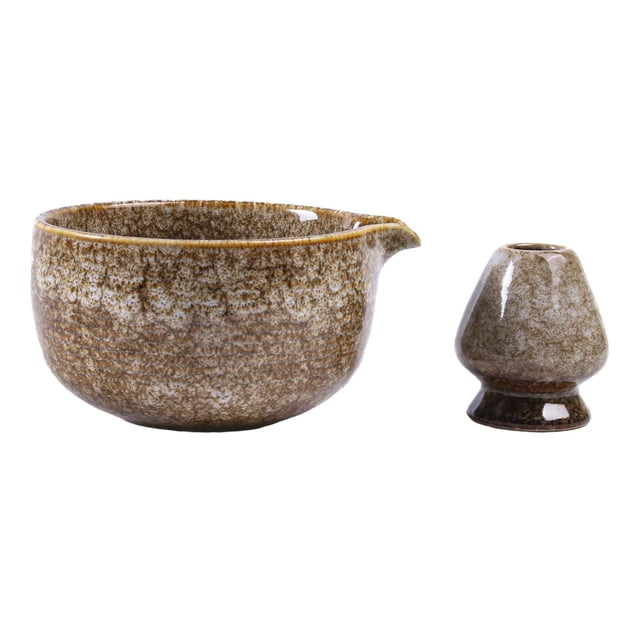 Ceremonial Matcha Bowl con Supo, Herramienta de preparación hecha a mano del soporte para el bateador para el principiante japonés de preparación, amarillo