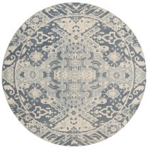 SAFAVIEH Restoration Vintage Eunice Bordered Wool Area Rug, Charcoal/Ivory, 6' x 6' Round
