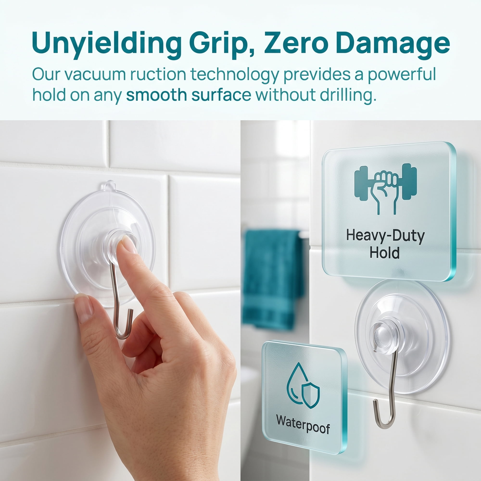 Unique Bargains 8Pcs Suction Cup Hooks for Shower Wall Hooks Transparent 1.8inch