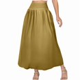 thumbnail image 2 of Women's Bubble Long Skirt Elastic Waist A-Line Pleated Ruffle Flowy Balloon Maxi Skirts with Pockets, 2 of 8