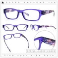 thumbnail image 2 of Fancy Narrow Rectangle Spring Hinge Light Weight Plastic Reading Glasses Purple +1.5, 2 of 7