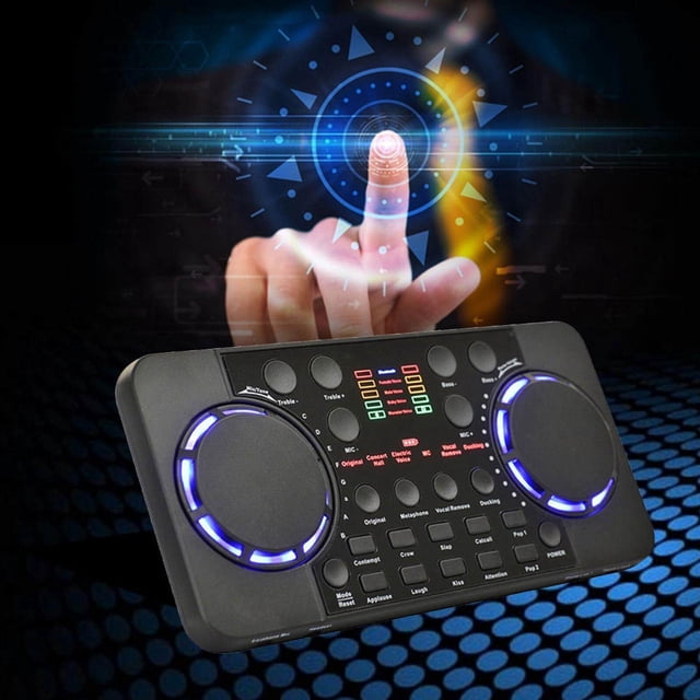pitrice V300 USB External Sound Card PC Voice Change Audio Mixer Mobile Phone Sound Effects Black Computer Blue-Tooth Pairing Multifunctional for Phone PC